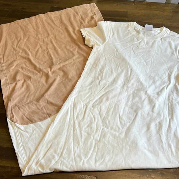 Nike x Euphoria Color Clash Maxi Tee Dress Tan Cream XS Slit Sporty Streetwear - Picture 4 of 10